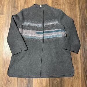 Marla Wynne Wool Blend Embroidery Topper Coat Womens Large Long Sleeve NWOT